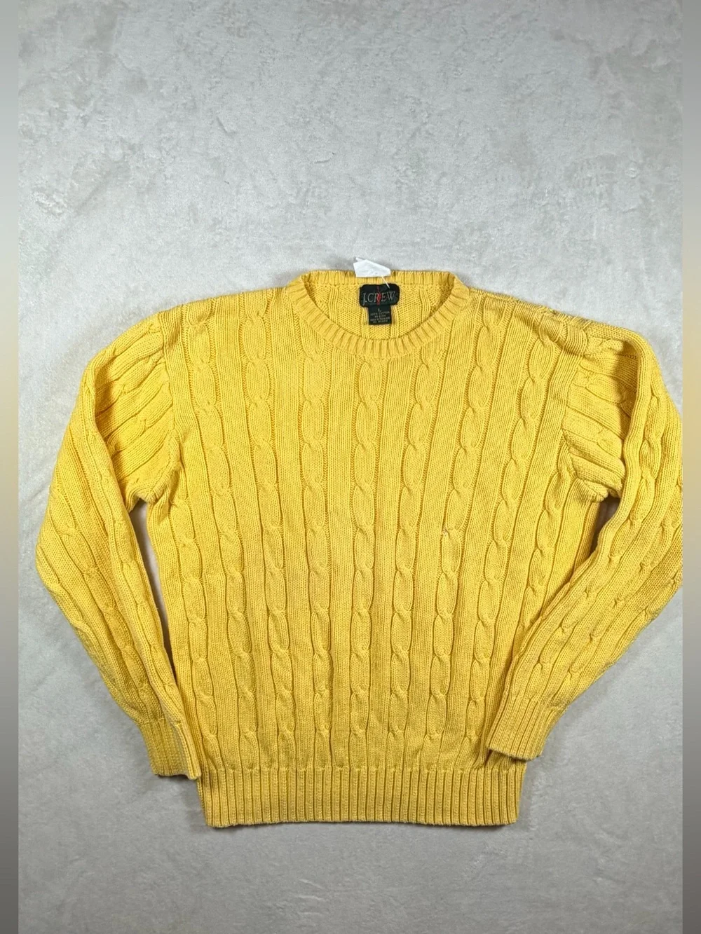 J. Crew Oarsman Vintage Men's Large Cable Knit Crewneck Sweater in Yellow